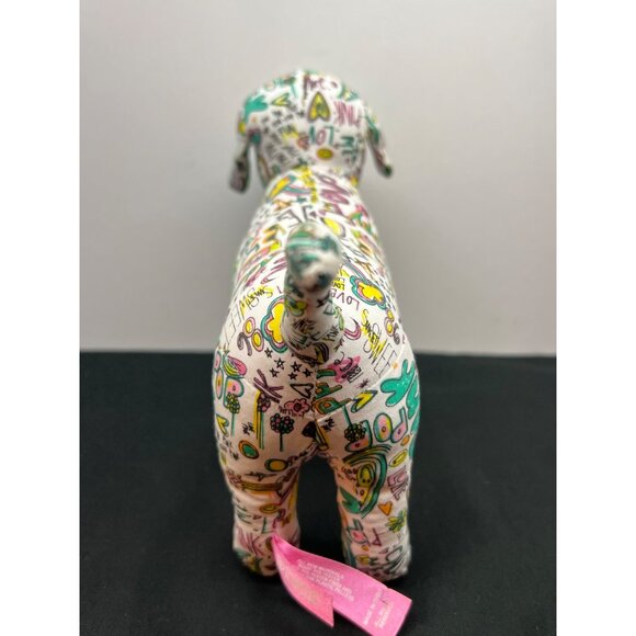 Victorias Secret Pink Stuffed Dog With Graffiti Pattern - Picture 4 of 7